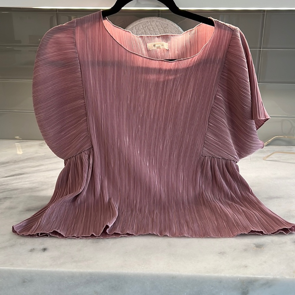 Madewell mauve short sleeve blouse